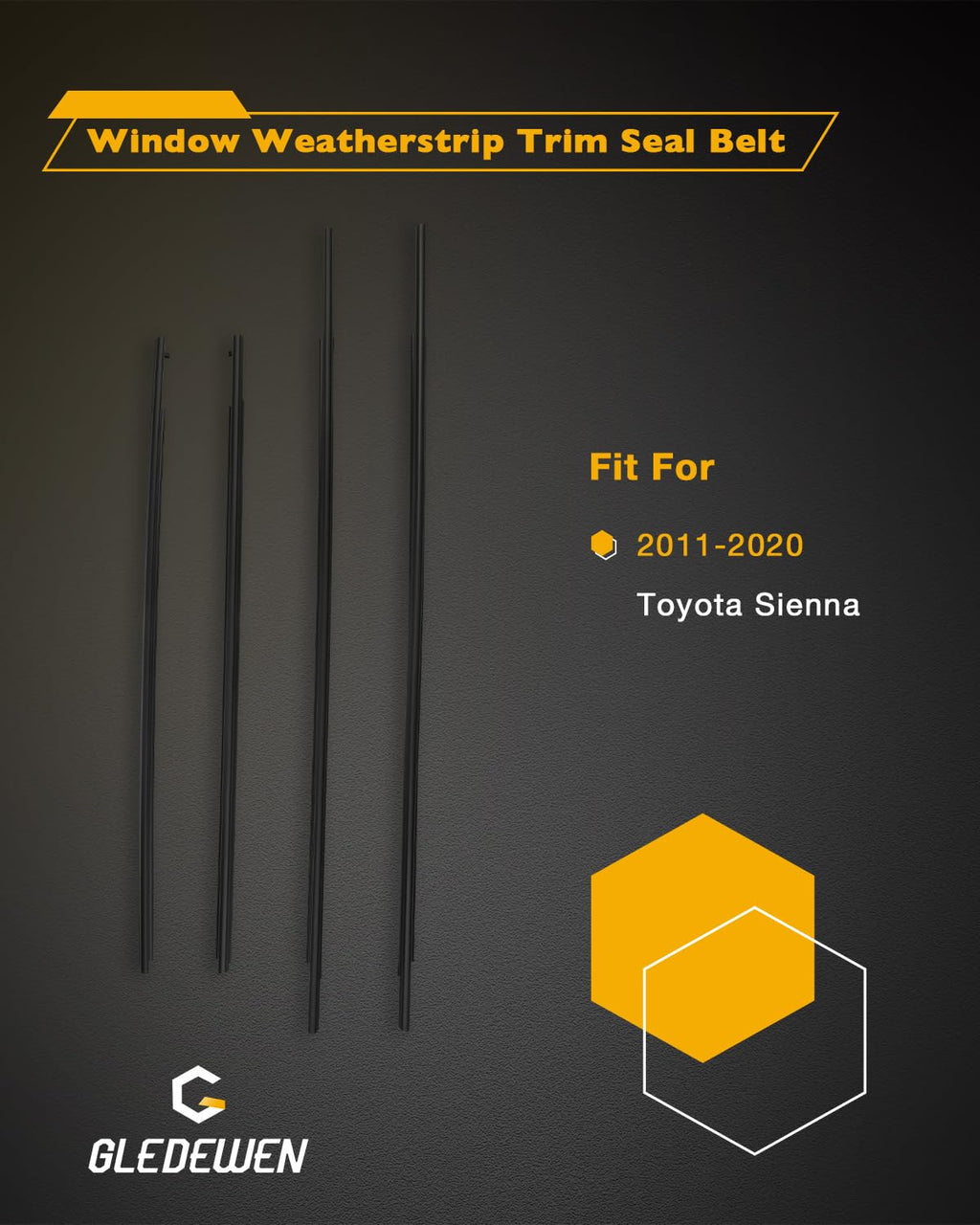 Window Trim Seal, Compatible with 1996-2002 Toyota 4Runner 4-Door, Window Molding Weather Stripping Belt Set, 68161-35010, 68162-35010, 68163-35010, 68164-35010, Door Weatherstrip Rubber Moulding 4PCS