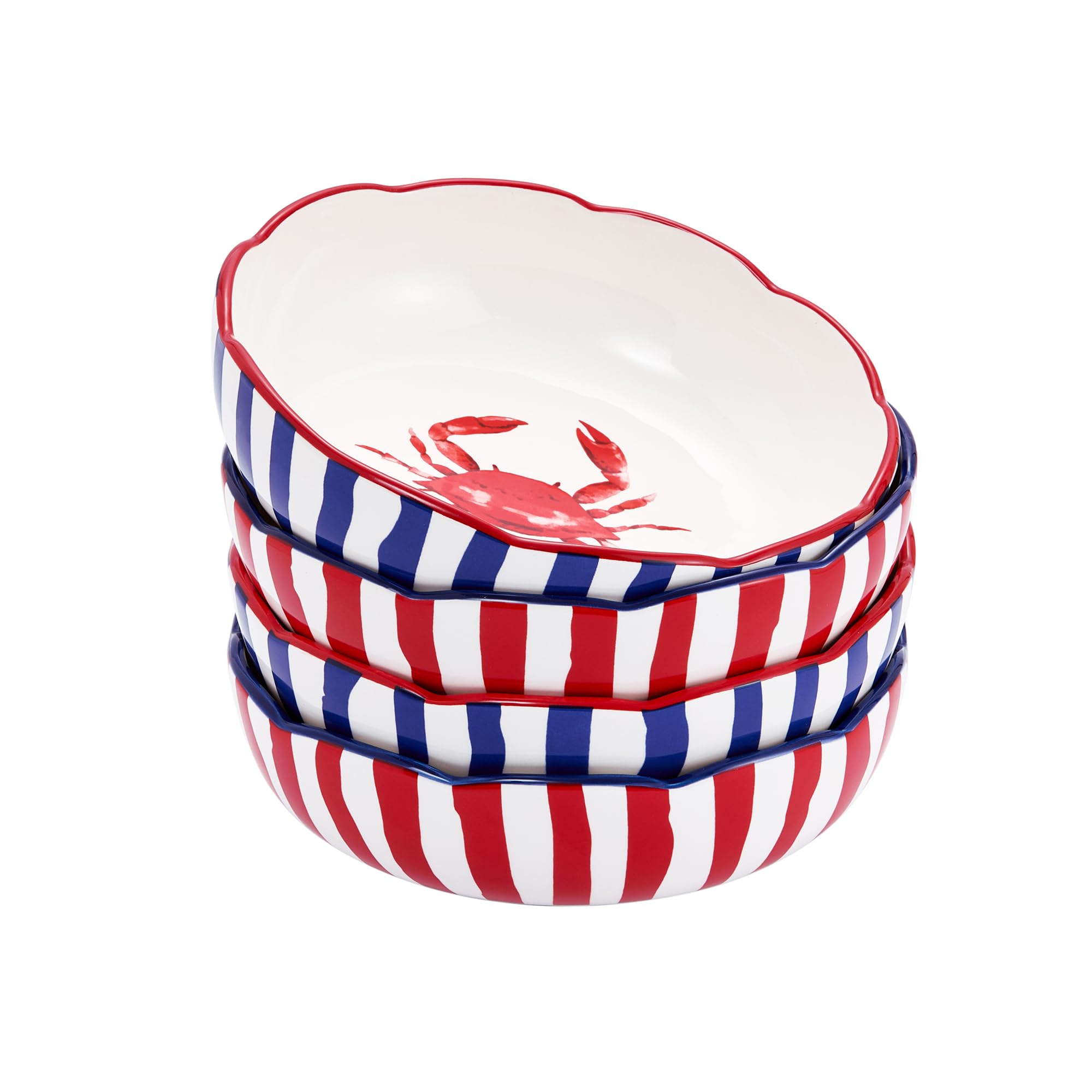 Bico Blue Talavera Pasta Bowls, 35oz Salad Bowl Set of 4, Large Ceramic Serving Dinner Bowls for Soup and Cereal, Microwave and Dishwasher Safe, Gift for Housewarming and Thanksgiving