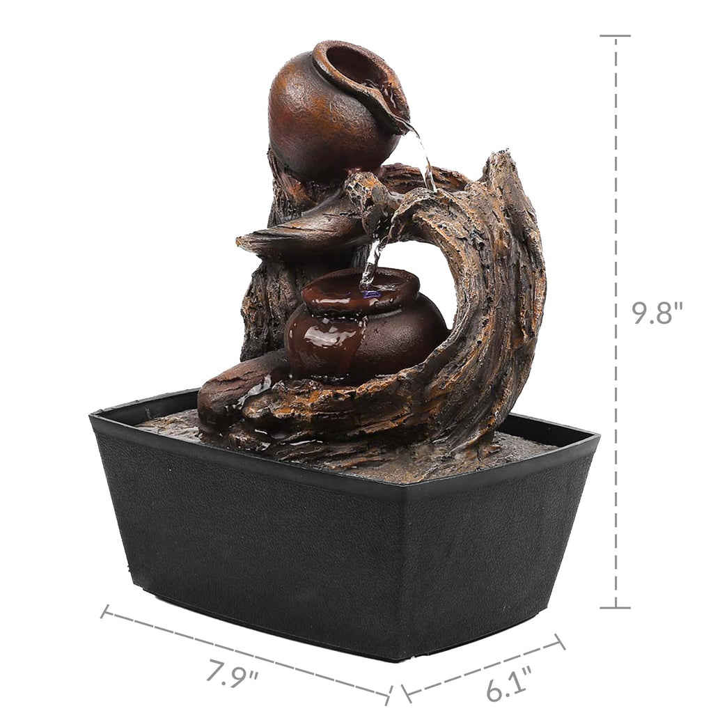 Ferrisland Tabletop Water Fountain, Zen Meditation Indoor Waterfall Fountain, Heart Shape Decoration with LED Light for Home Office Bedroom Relaxation Decor, Gift Ideas