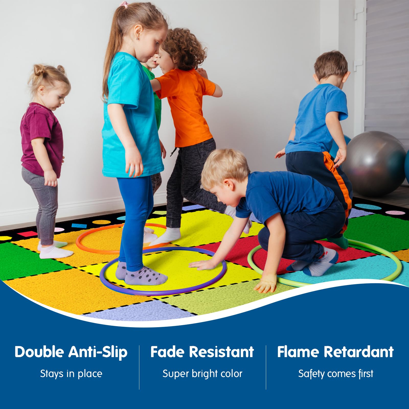 Booooom Jackson Classroom Rug Large Colorful Classroom Carpet with Non-Slip Backing, 9 x 12 ft Children's Classroom Seating Rug Elementary