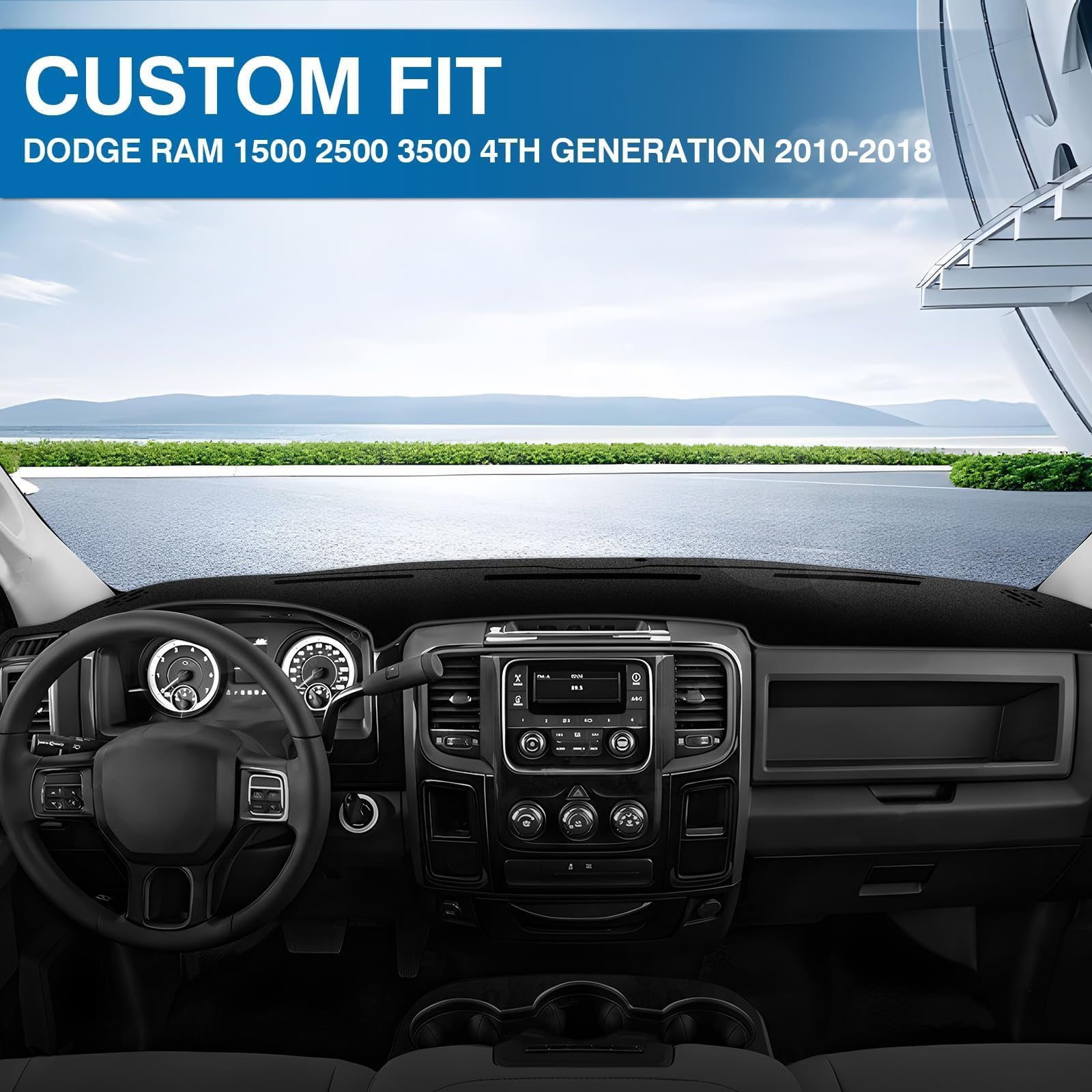 KUST Black Dash Cover for Ford Ranger 1995-2011/Ford Explorer 1995-2001/Mazda B2300 B2500 B3000 B4000 1995-2008/Mercury Mountaineer 1997-2001 Polyester Dashboard Cover Accessories for Ranger