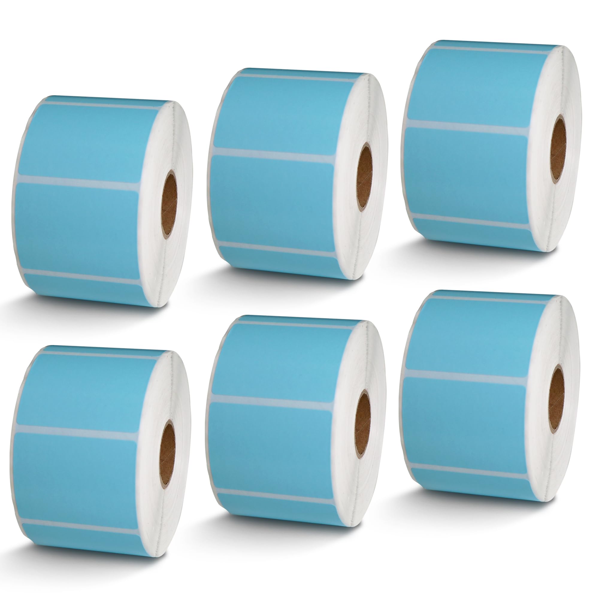 BETCKEY - 1" x 0.5" Small Labels Compatible with Zebra & Rollo Label Printer, Premium Adhesive & Perforated[Light Blue, 6 Rolls, 14580 Labels]