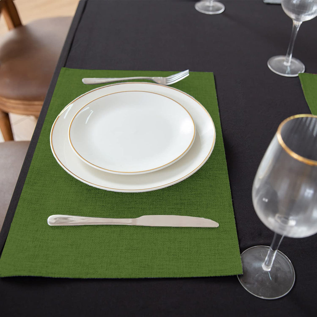 Cloth Placemats Set of 8, Linen Type Fabric Placemats Machine Washable Heat Resistant Placemats Wrinkle Free Thick Polyester Kitchen Place Mats for Dining Table (Beige)