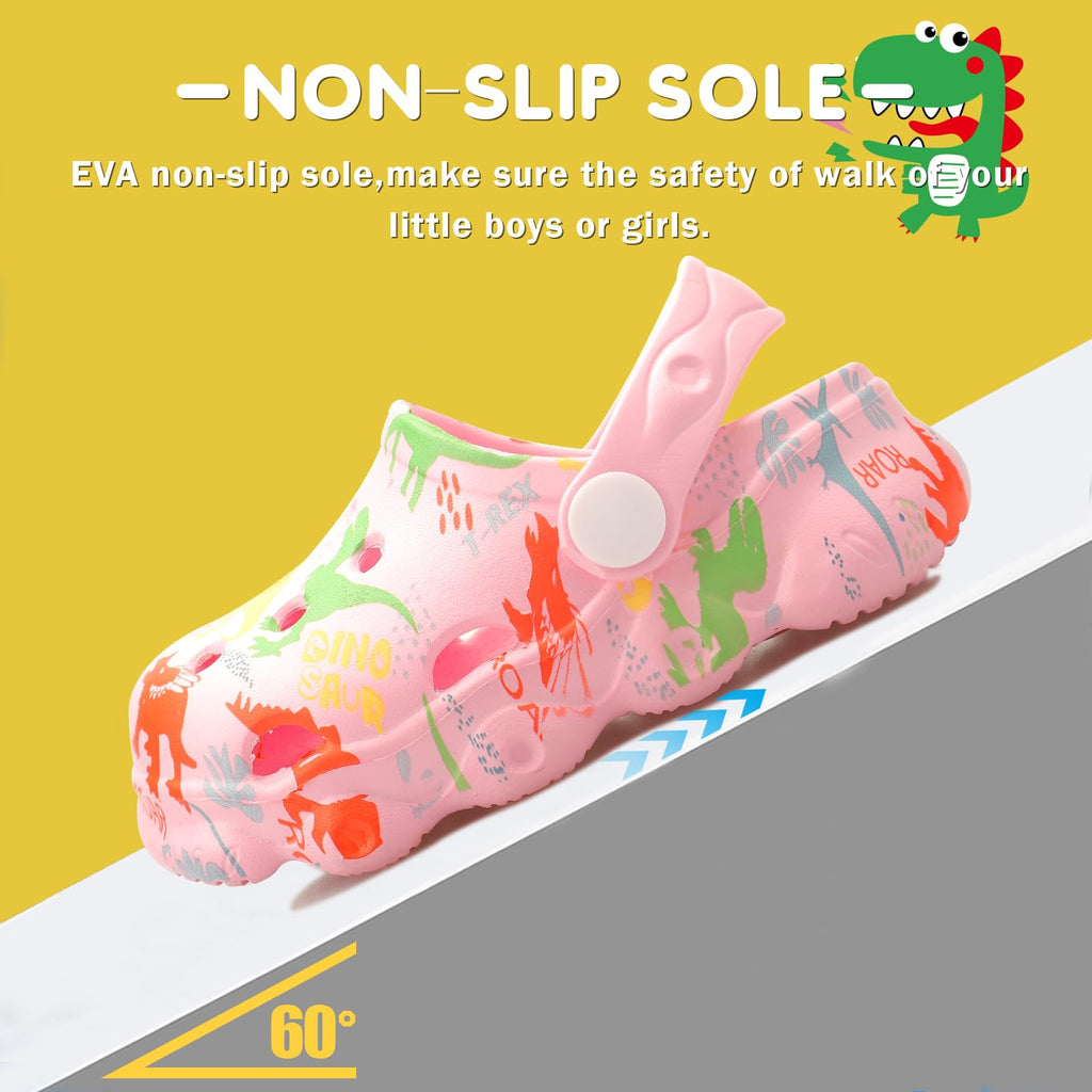 OWIF Toddler Clogs Boys Girls Kids Dinosaur Garden Shoes Slip on Sandals Slides Water Summer Shoes for Outdoor Beach Pool