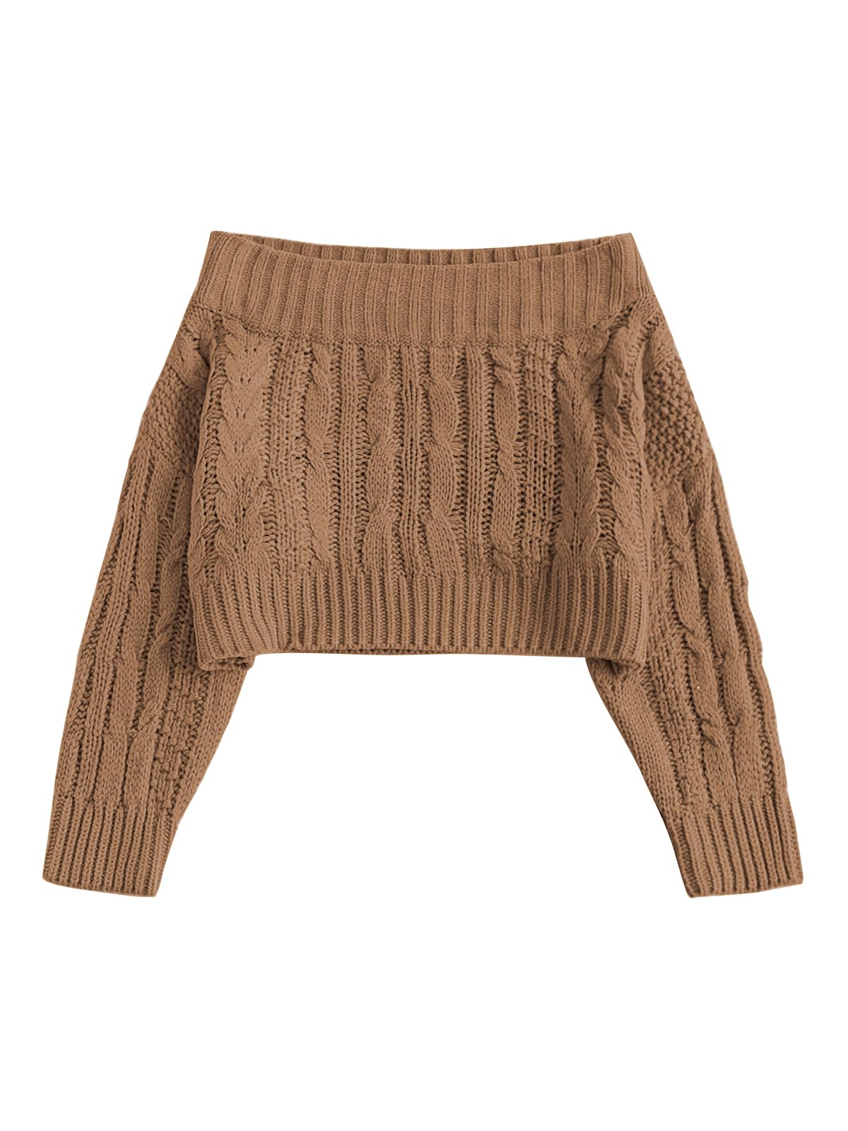 ZAFUL Women V Neck Button Knit Crop Sweaters Batwing Sleeve V Back Ribbed Hem Pullover Sweater