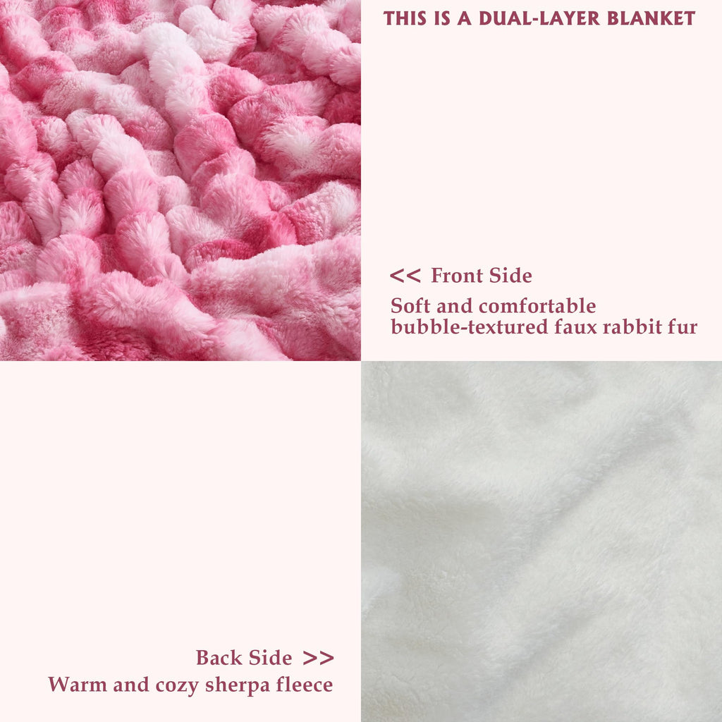 50x60 Inches Ultra-Soft Fuzzy Faux Fur Plush Throw Blanket - Thick, Warm Sherpa for Couch, Sofa, Bedroom, Camping - Decorative Blanket for Cozy Warmth, Bubble Grey
