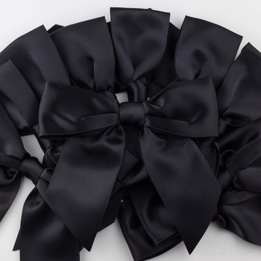 7Rainbows 50pcs Boutique 1.5" Black Satin Ribbon Mini Bows for Craft Sewing Scrapbooking Wedding and Gift Wrapping