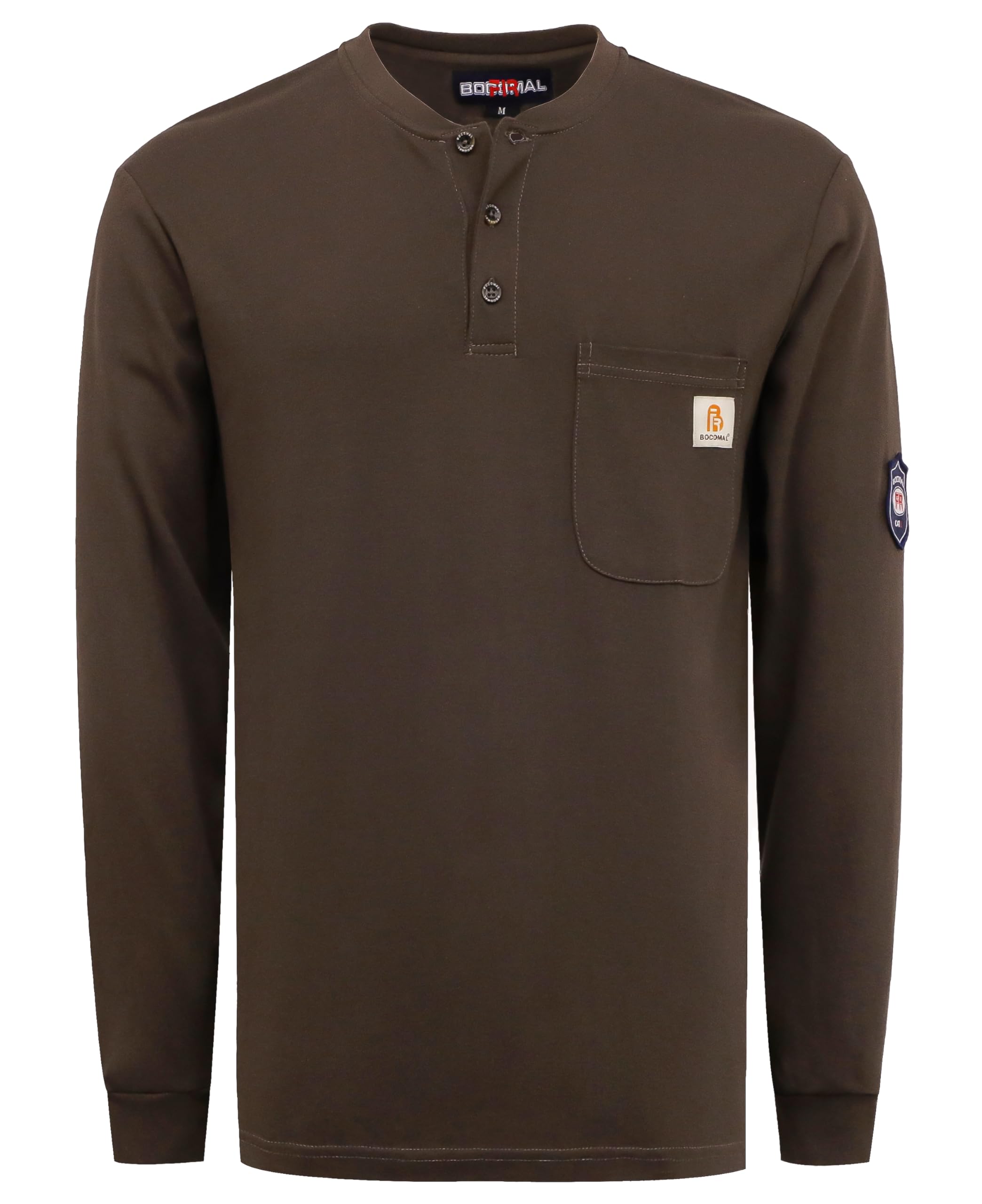 BOCOMAL FR Shirts Flame Resistant Shirt 5.5oz 100% Cotton Light Weight CAT2 Fire Retardant Henley Shirts