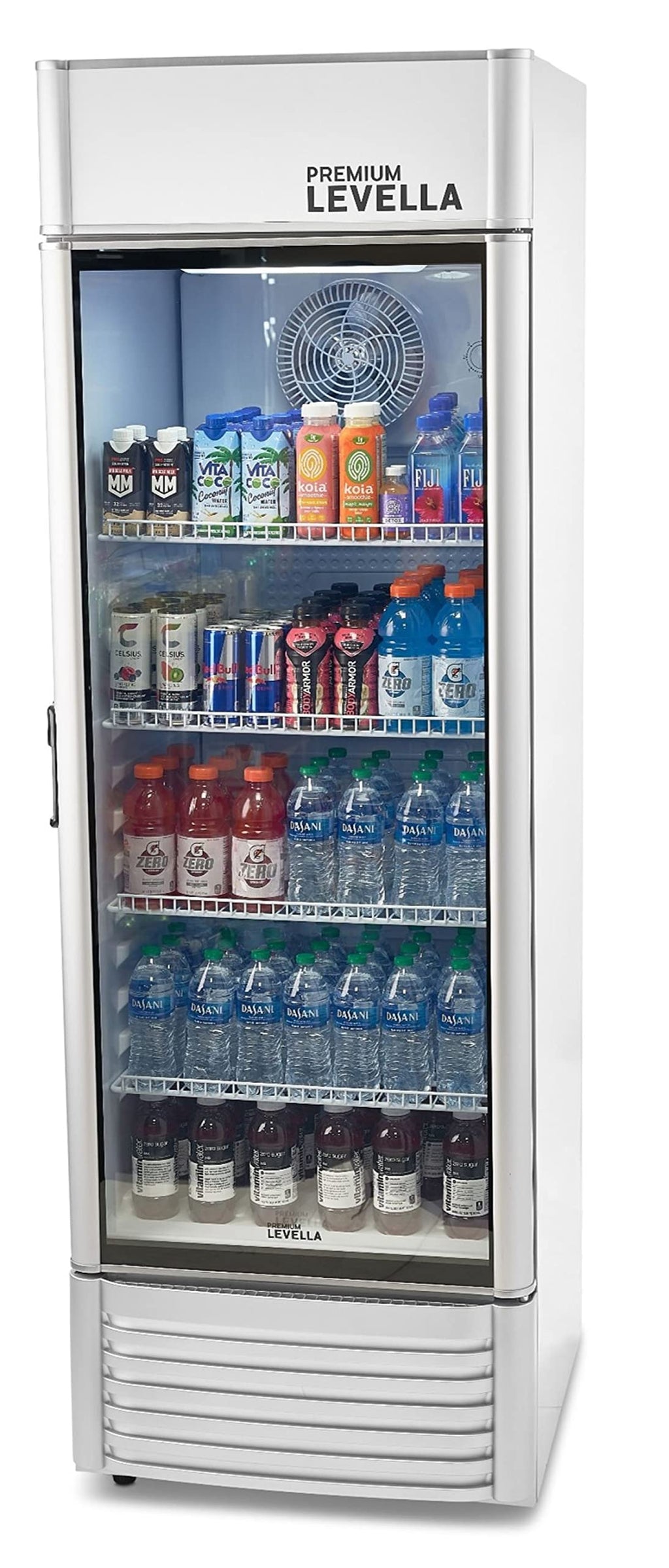 PremiumLevella PRF37DX Glass Door Display Refrigerator 3.1 cu ft Commercial Beverage Cooler Merchandiser - Black