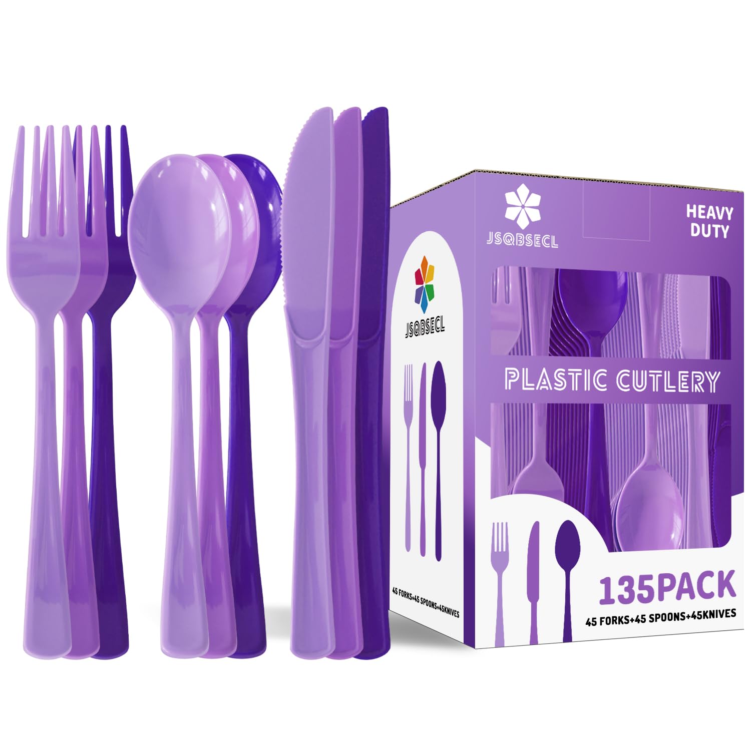 150 Pack Plastic Silverware,Disposable Cutlery Set Heavy Duty Utensil Sets 50 Forks 50 Knives 50 Spoons for Brithday, Wedding,Home School Party Picnics Restaurant Outdoor Events (Black)