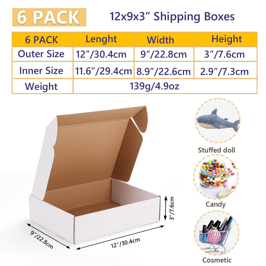 EXYGLO 40 Pack 6x4x3 Shipping Boxes, Black Corrugated Cardboard Boxes for Packaging Small Business, Moving, Shipping, Mailing, and Storing