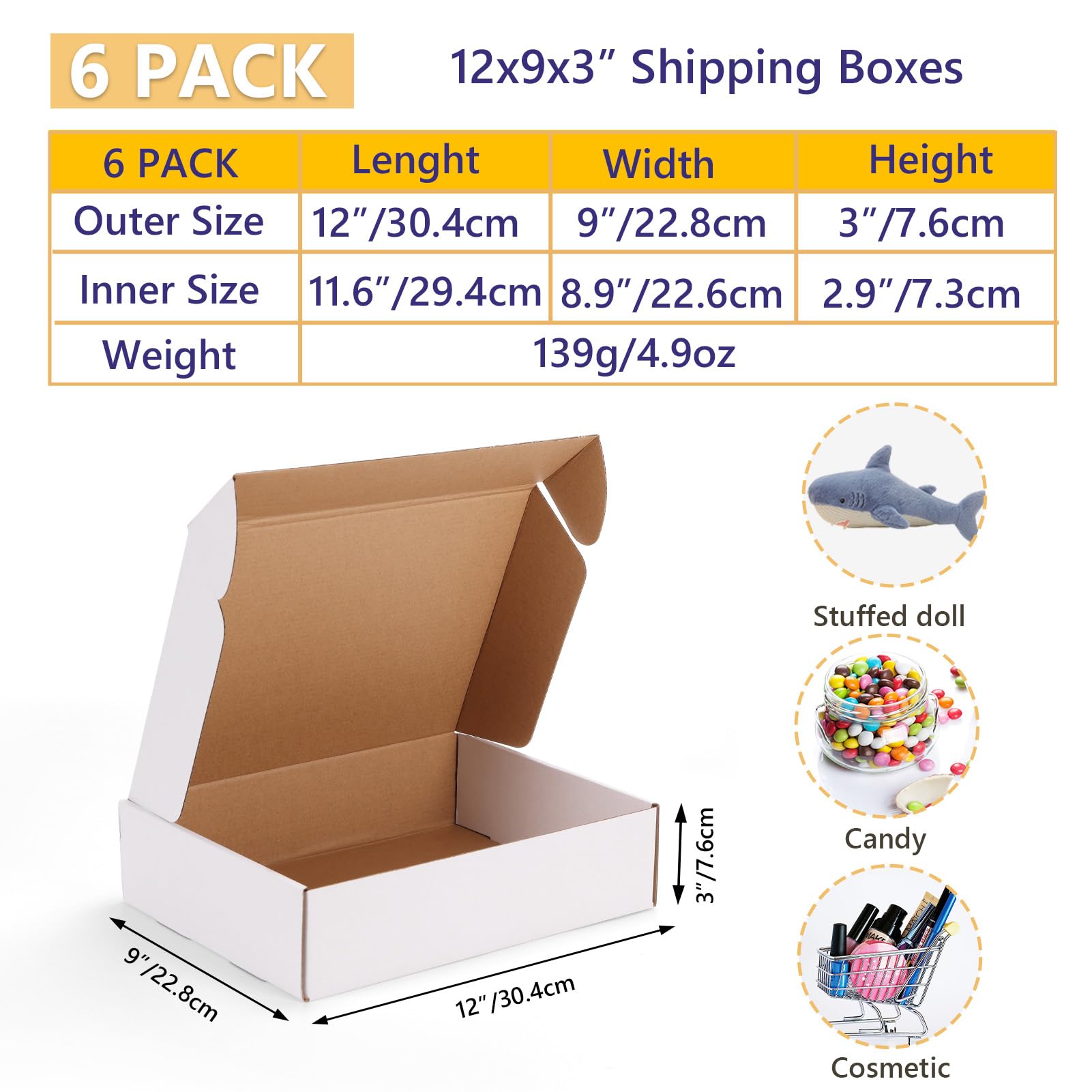 EXYGLO 40 Pack 6x4x3 Shipping Boxes, Black Corrugated Cardboard Boxes for Packaging Small Business, Moving, Shipping, Mailing, and Storing