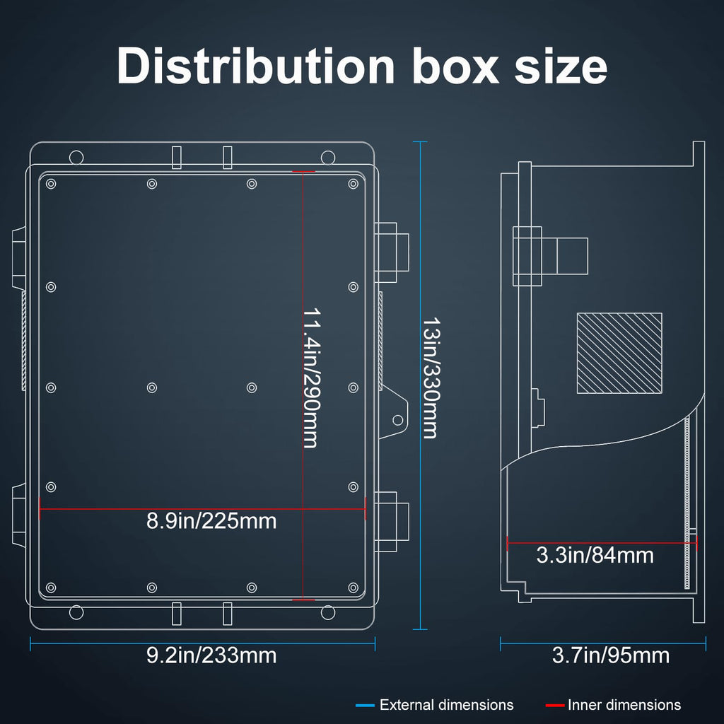 Namunanee Outdoor Electrical Junction Box, ABS Water Resistant Enclosure with Internal Mounting Panel & Hinged Cover, 9.2" H* 7" L* 4.6" W