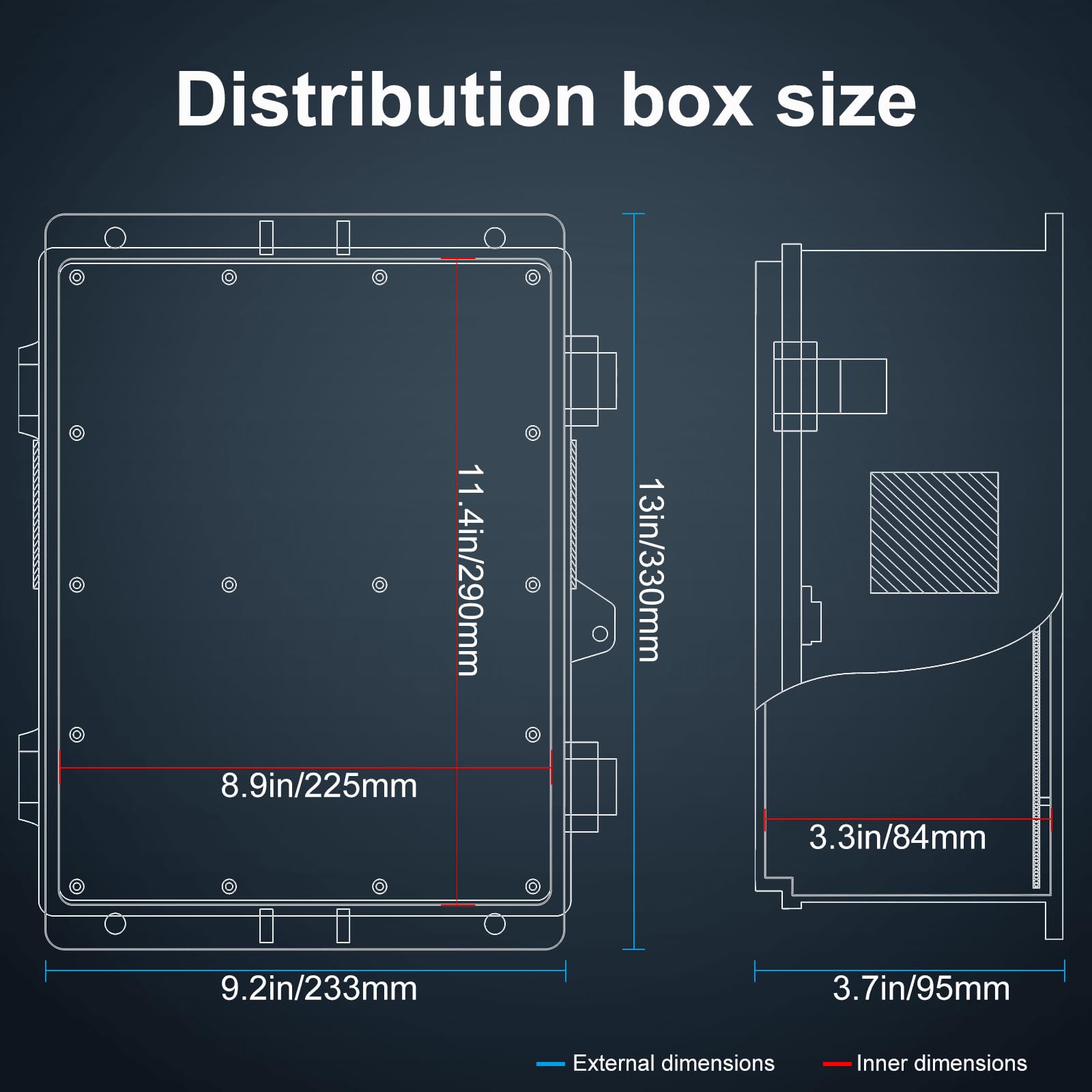 Namunanee Outdoor Electrical Junction Box, ABS Water Resistant Enclosure with Internal Mounting Panel & Hinged Cover, 9.2" H* 7" L* 4.6" W