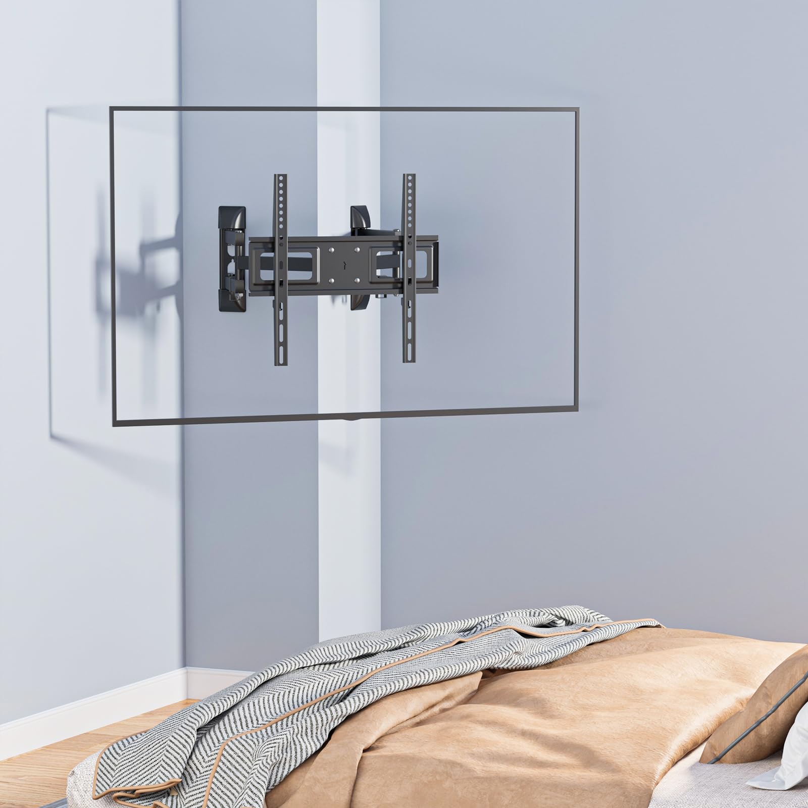 WALI Full Motion TV Wall Mount for 32–70 Inch TVs – Dual Articulating Mount with Swivel, Tilt & Extension | VESA up to 400x400mm | Fits 12/16" Wood Studs | Holds Up to 88 lbs