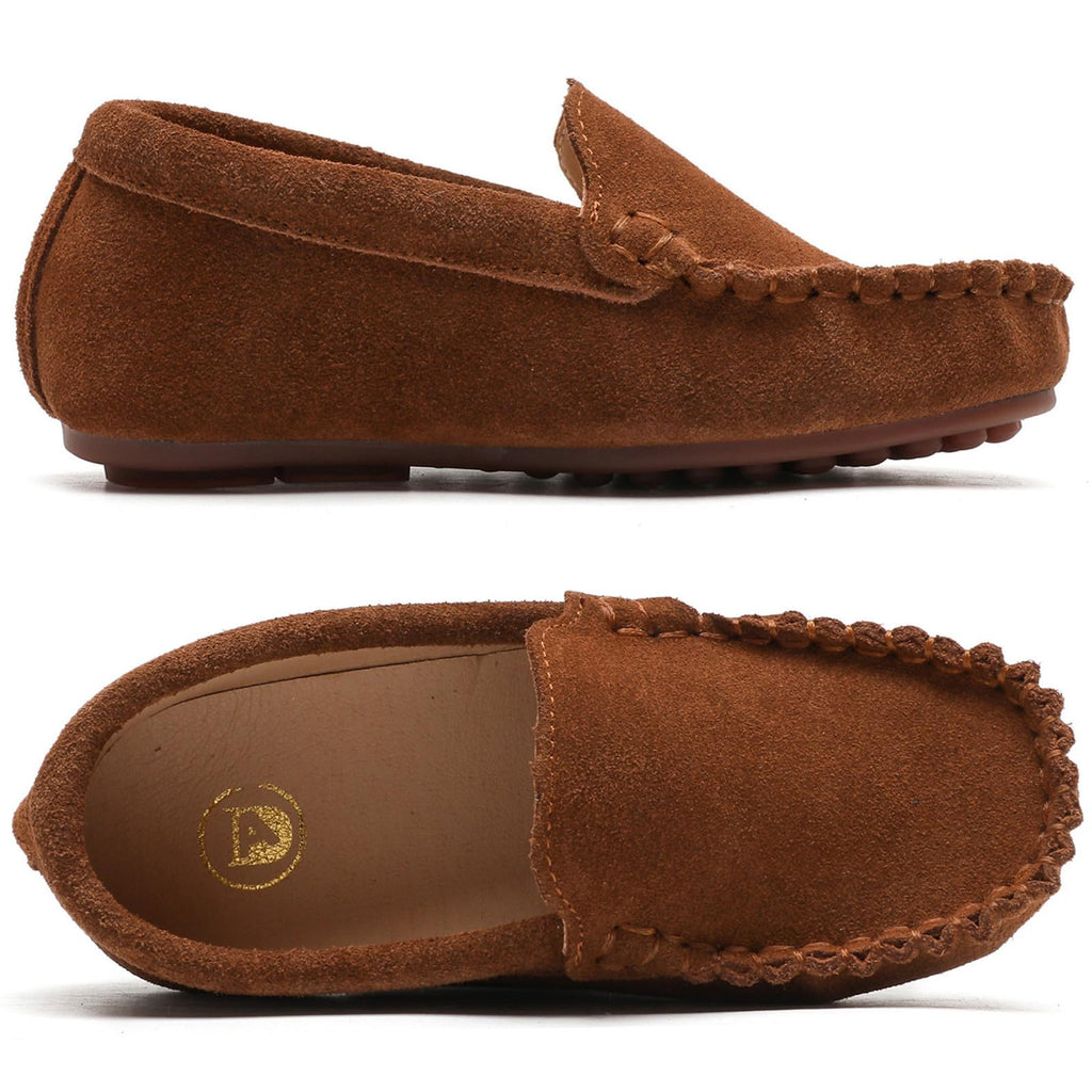 DADAWEN Toddler Little Kid Boys Girls Soft Suede Leather Slip On Flat Boat Dress Shoes Wedding Church Oxford Shoes Loafers
