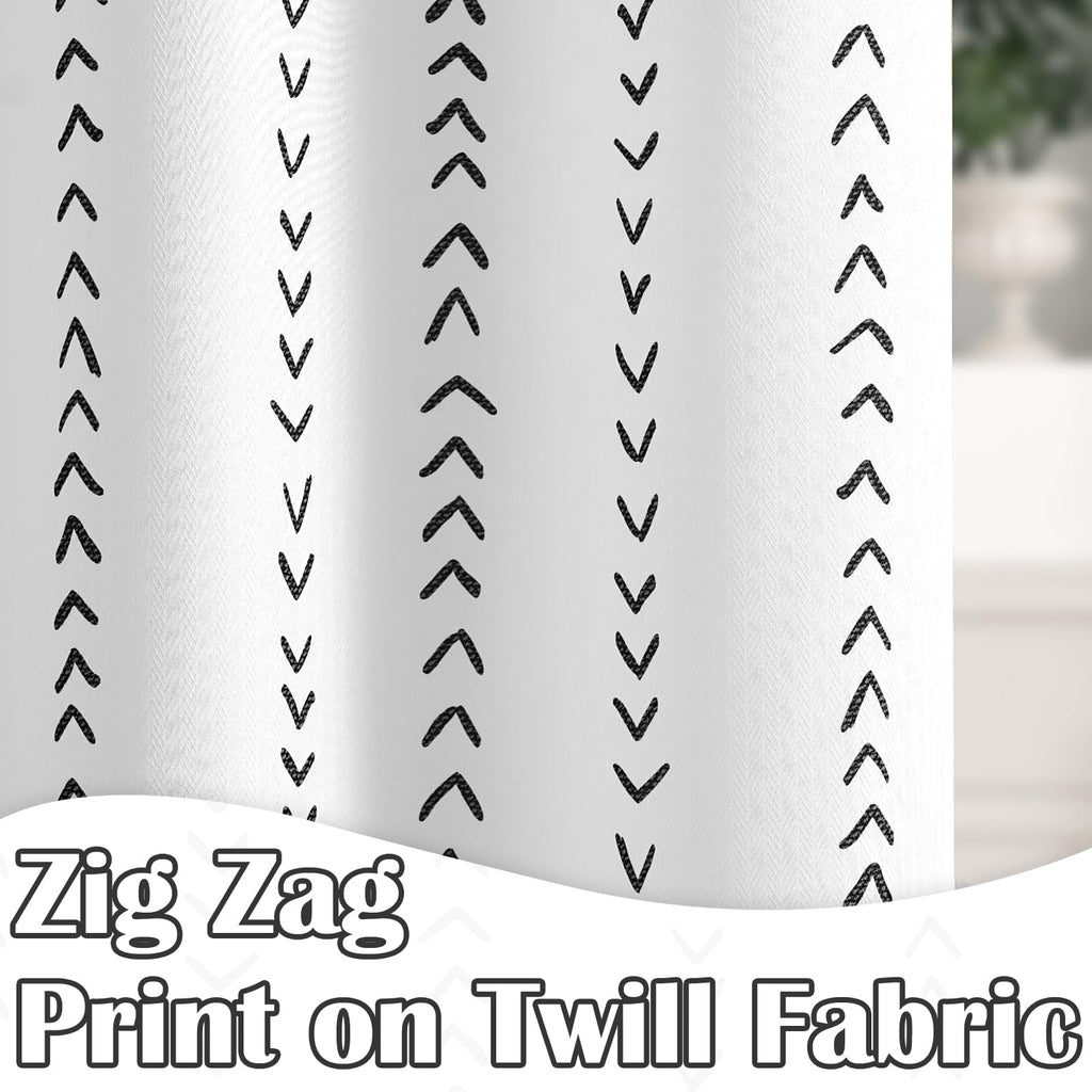 jinchan Small Stall Black and White Shower Curtain 36x72 Inches Inky Herringbone Chevron Zig Zag Waterproof Fabric Modern Farmhouse Shower Curtains for Bathroom with 7 Hooks
