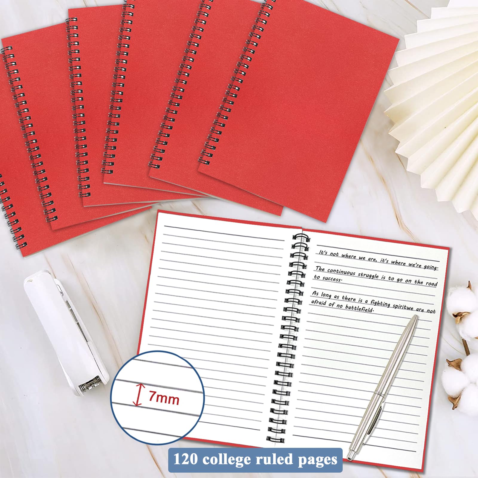 4Pack Small Spiral Notebook A5, 8.25x5.5” 120 Lined Pages Black & Red Wide Ruled Spiral Journal Bulk Blank Kraft Cover Spiral Bound Notebook & Writing Pads for Home Office Meeting Work Note Taking