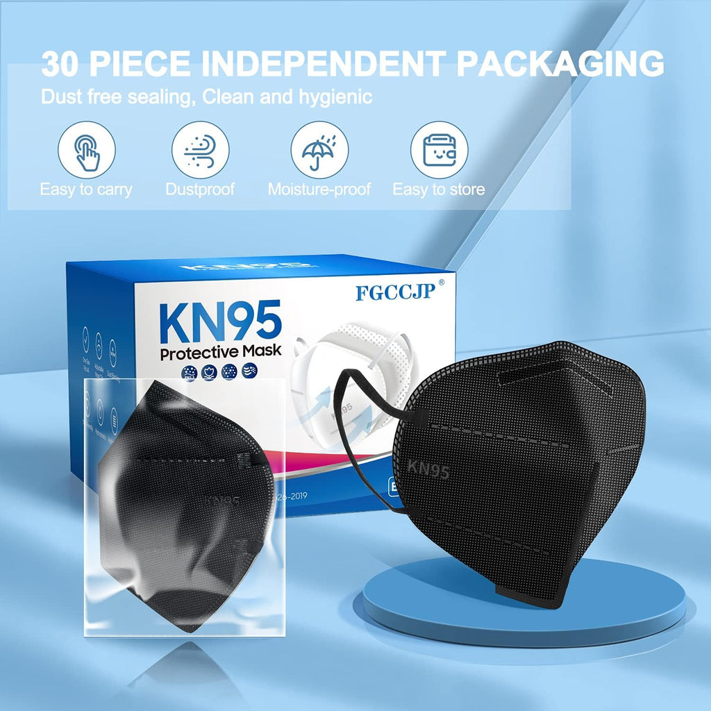 KN95 Face Mask 30pcs Disposable Face Masks Individual Packed Safety 5 Layers Breathable Cup Dust Masks Filtration>95%