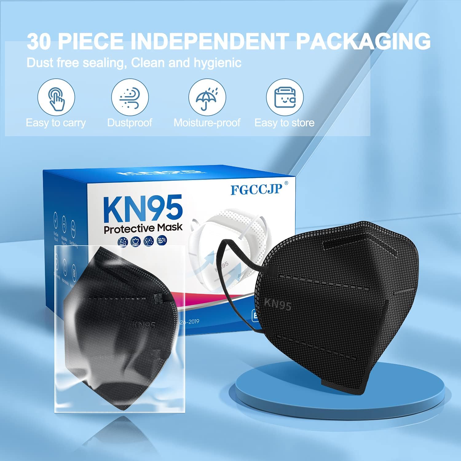 KN95 Face Mask 30pcs Disposable Face Masks Individual Packed Safety 5 Layers Breathable Cup Dust Masks Filtration>95%