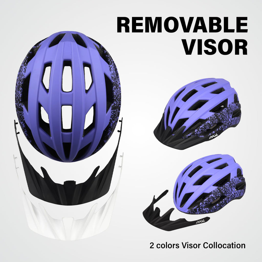 Youth Adult Road Bike Helmet, Men Women Adjustable Mountain Bicycle Helmet with Detachable Visor, 2 Sizes for Age 8-14+ Youth, Kids, Adult