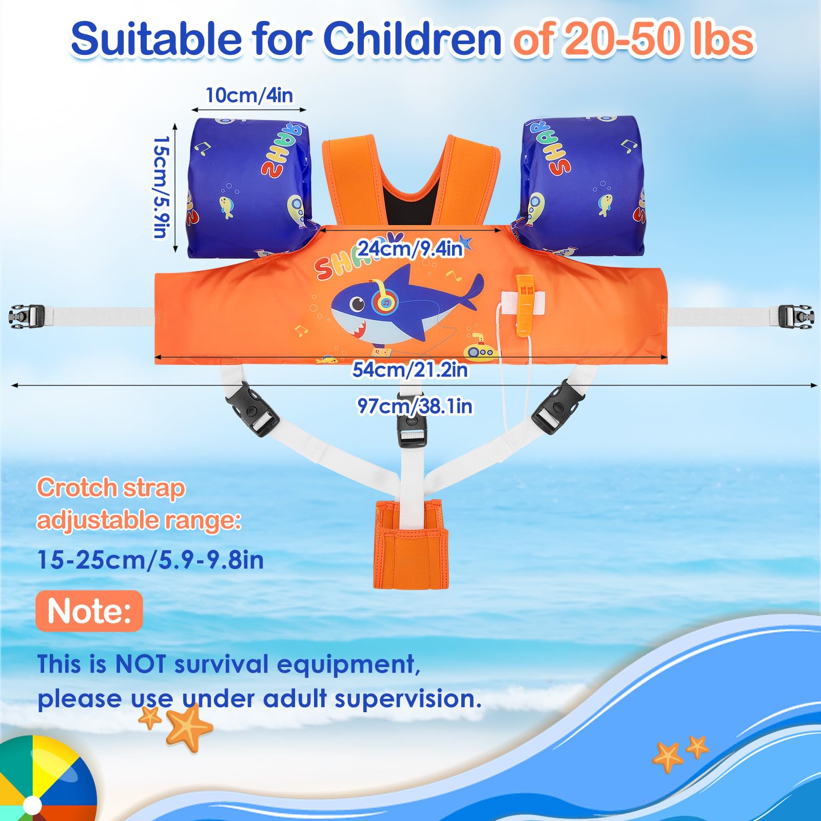 Moko Swim Arm Band for Kids 20-30-50 lbs, Cute Cartoon Toddler Swim Vest, Swimming Water Wings Pool Floaties Sleeve for Children Learn to Swim