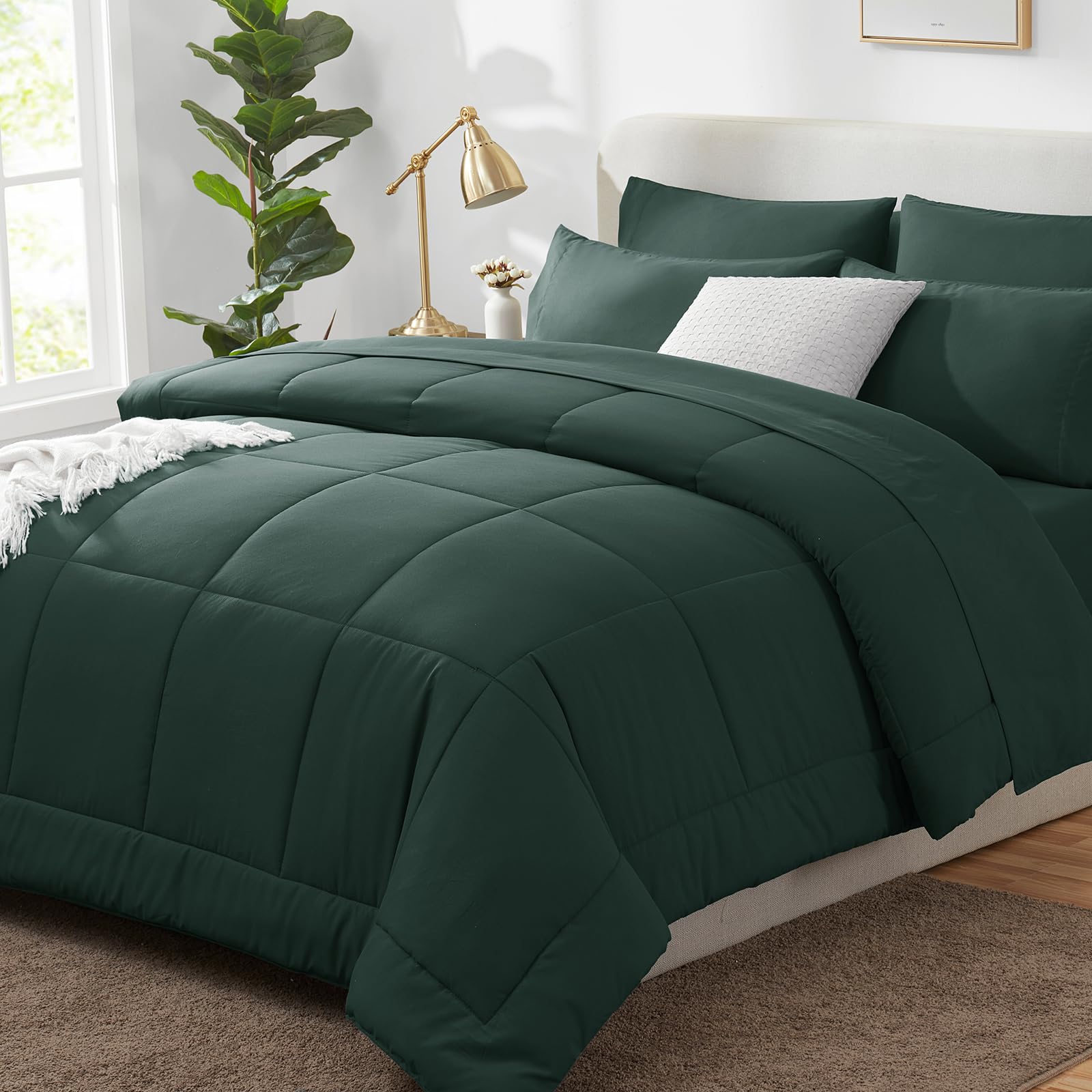 CozyLux Twin XL Comforter Set Baby Blue, 5 Pieces Twin Extra Long Bed in a Bag for College Dorm, All Season Bedding Set with Stitch Quilted Comforter, Flat Sheet, Fitted Sheet, Pillowcases