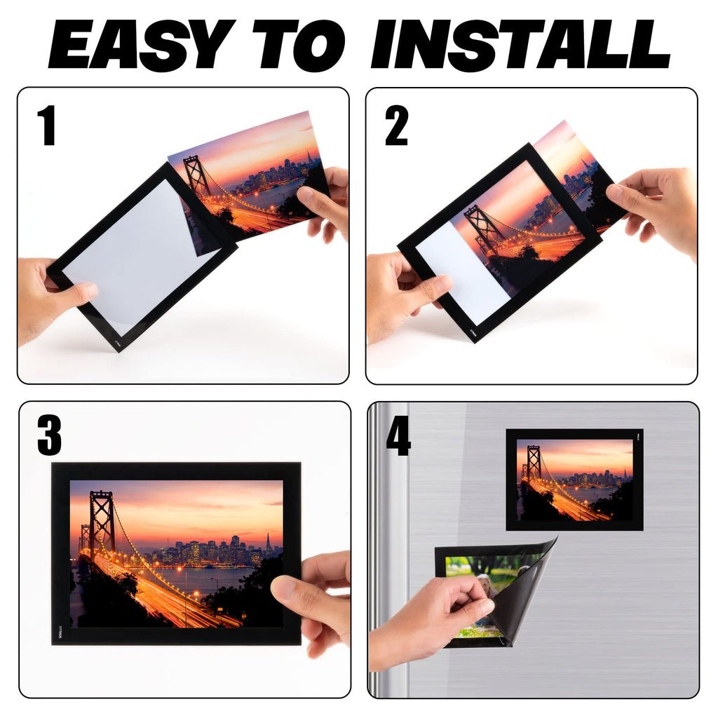 STTMGN Magnetic Picture Frames with Black Border(2.5"X3.5",12 Pack),Mini Wallet Size Magnet Photo Sleeves Pockets/Holder,Decorations for Home/Office/School/Classroom/Party