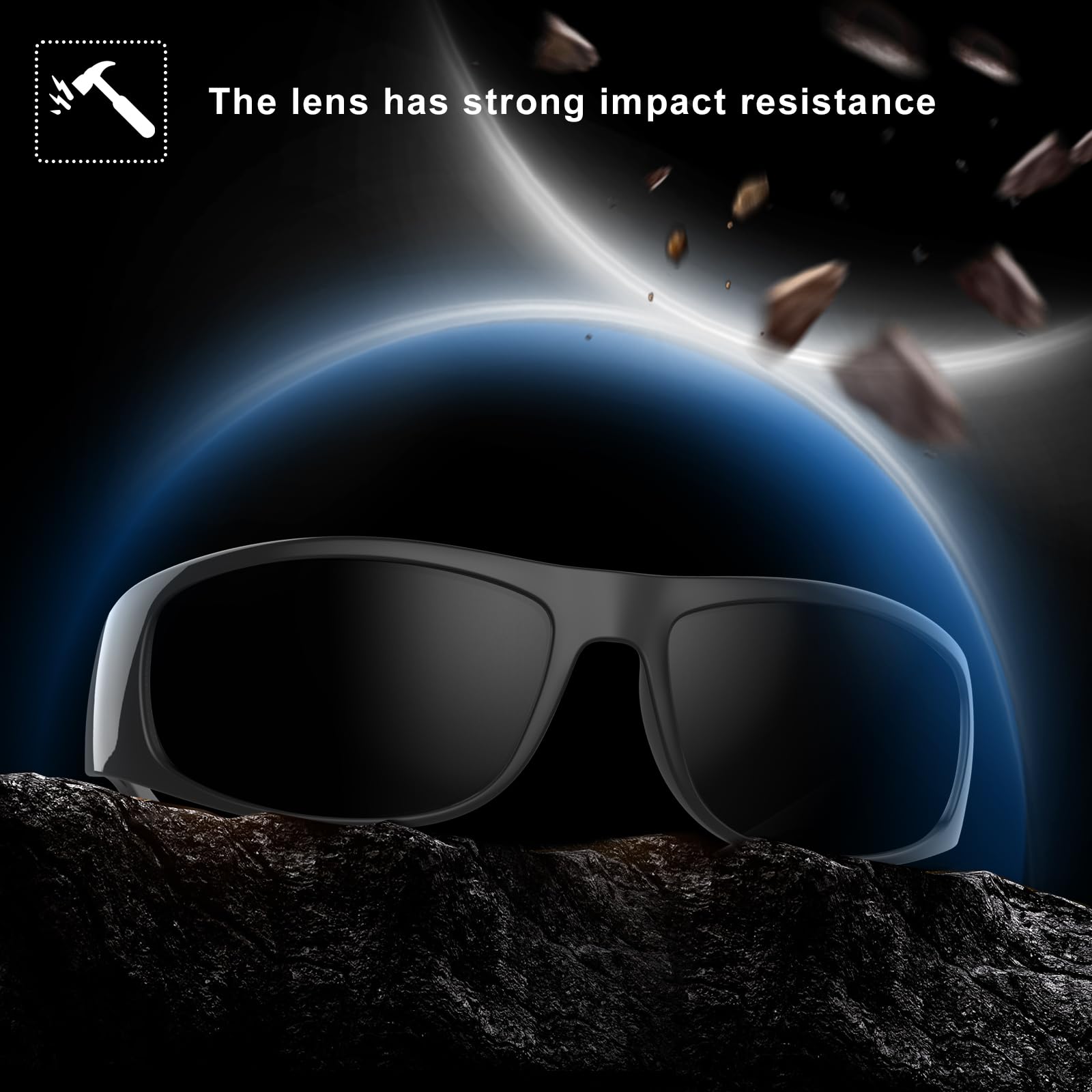 WISTON Wrap Around Sunglasses for Men Women Super Dark Blackout Sunglasses for Sensitive Eyes UV400 Protection W8005