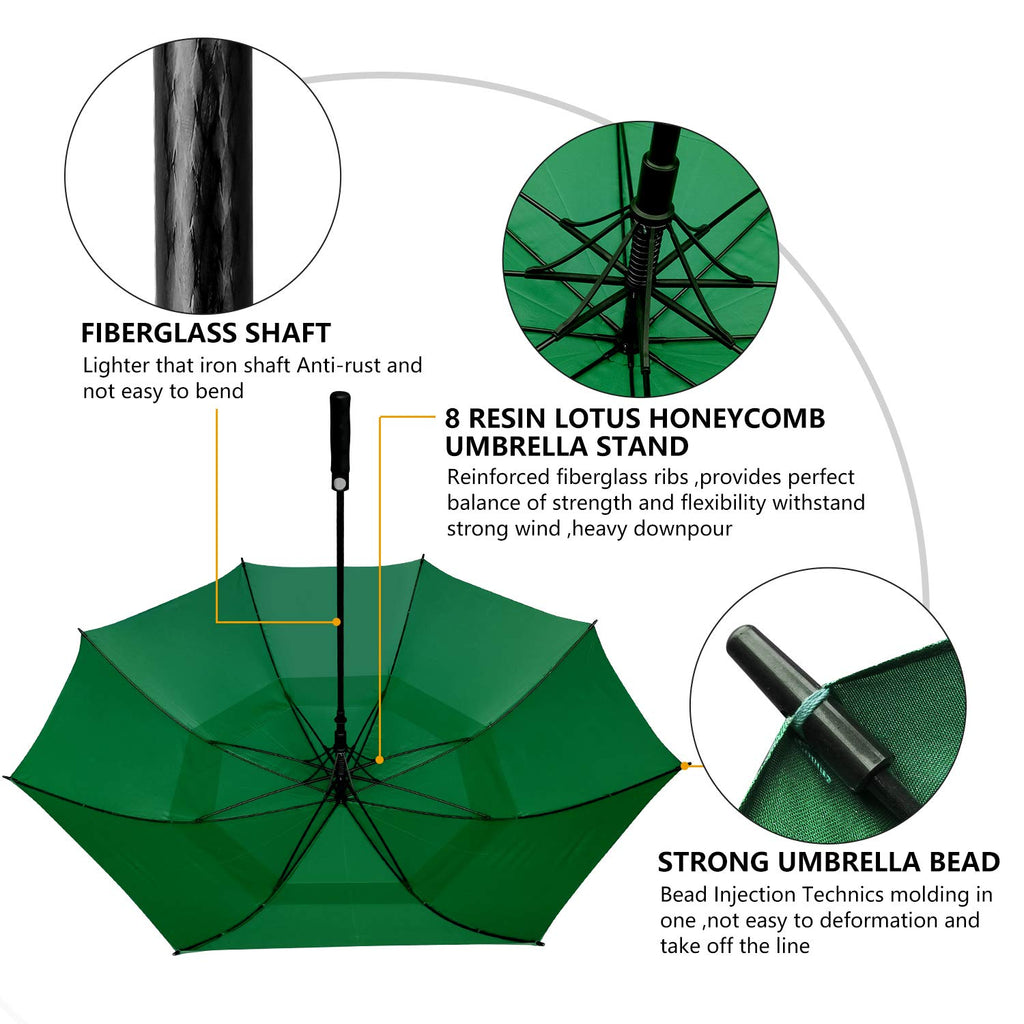 ACEIken Golf Umbrella Large 58/62/68 Inch Automatic Open Golf Umbrella Extra Large Oversize Double Canopy Vented Umbrella Windproof Waterproof for Men and Women