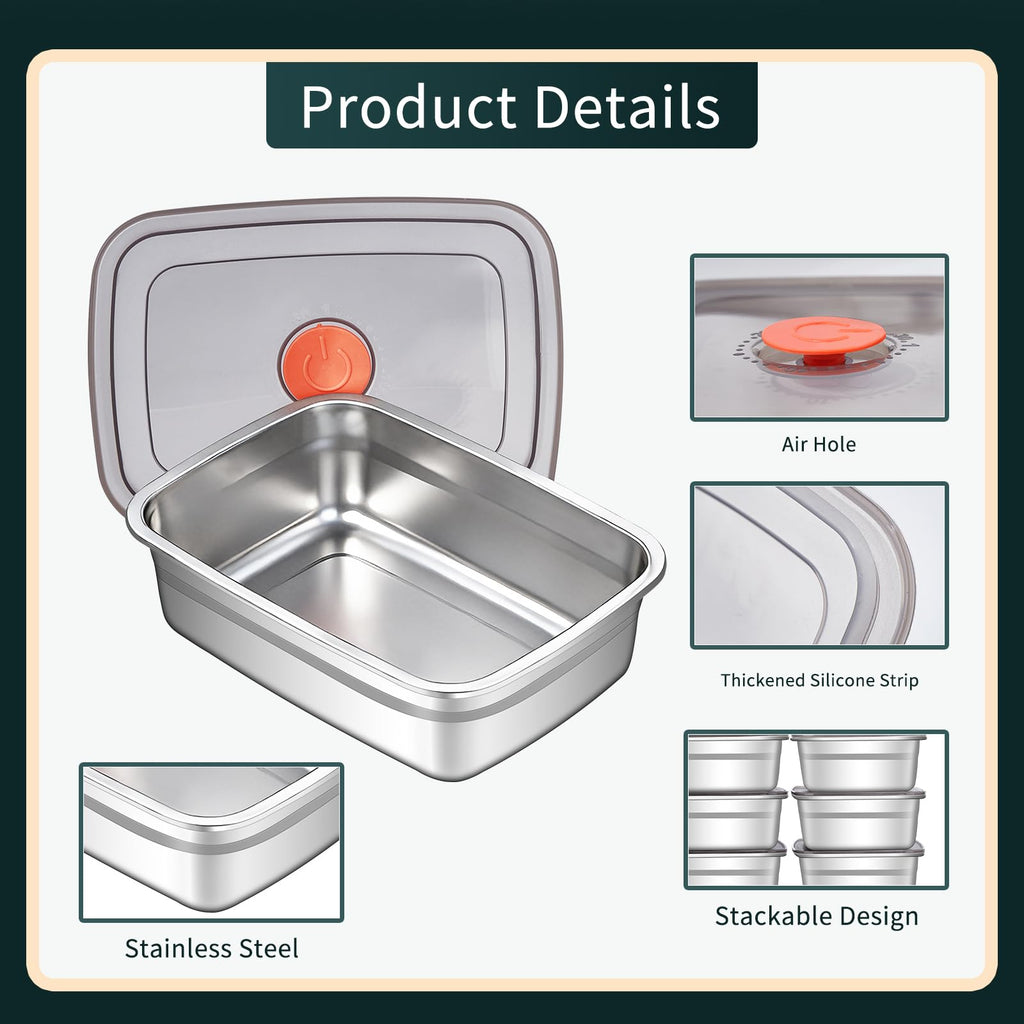 GIUOIDUO 10 Pack Stainless Steel Food Storage Containers with Leak-Proof Lids, 37oz Reusable Metal Meal Prep Lunch Boxes, Stackable, Dishwasher Safe for Snacks, Fruits & On-the-Go Meals, BPA-Free