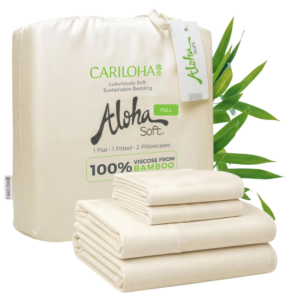Cariloha Aloha Soft 100% Organic Bamboo Viscose Sheets – 4-Piece Queen Sheet Set – 16 in Deep Pockets – Buttery Soft, Hypoallergenic, Cooling Sheets – Oeko-TEX Standard 100 – Cape Blue