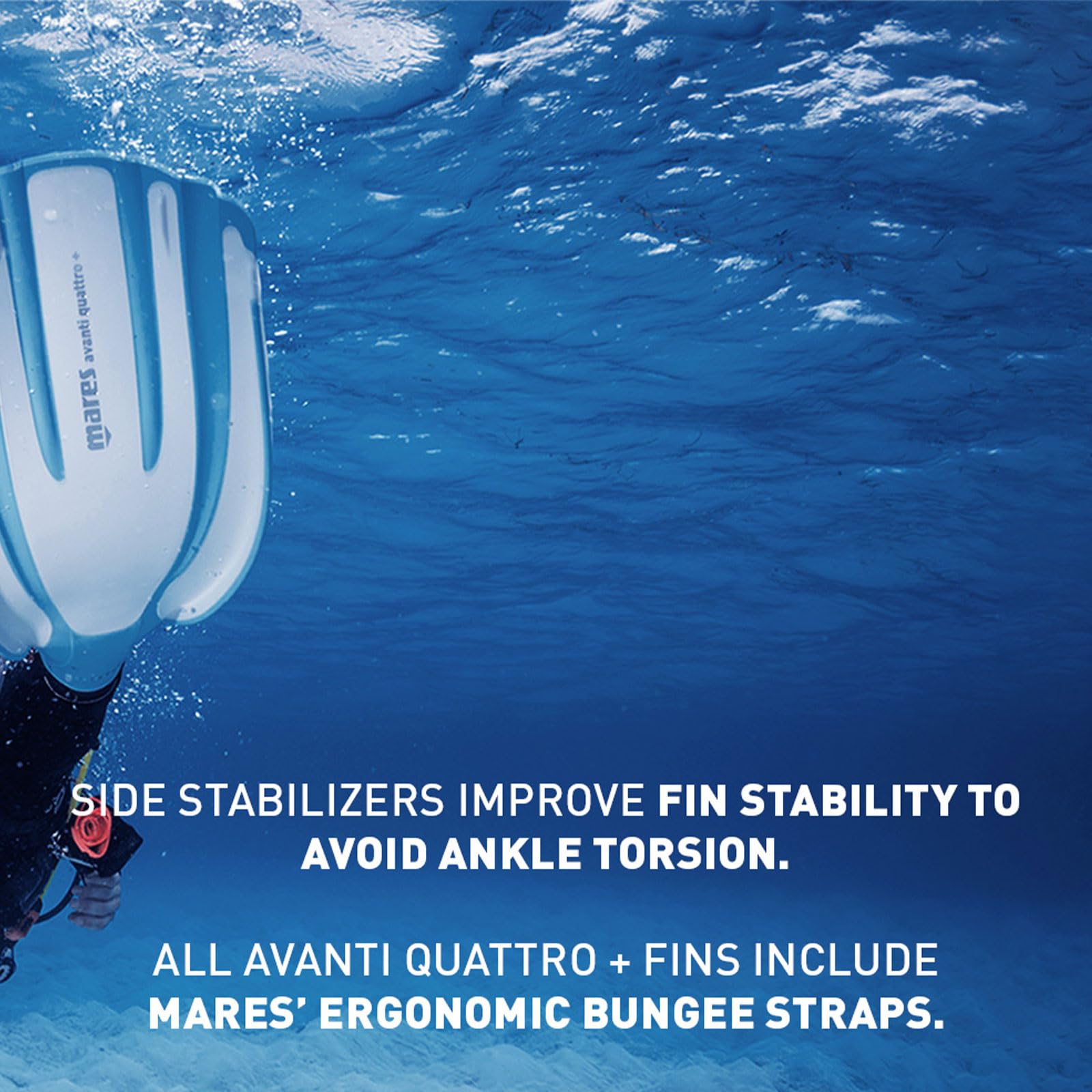 Mares Unisex Adults Avanti Quattro + Diving Fins - Durable Efficient Versatile Open-Heel Scuba Fins with Four-Channel Design & Bungee Strap