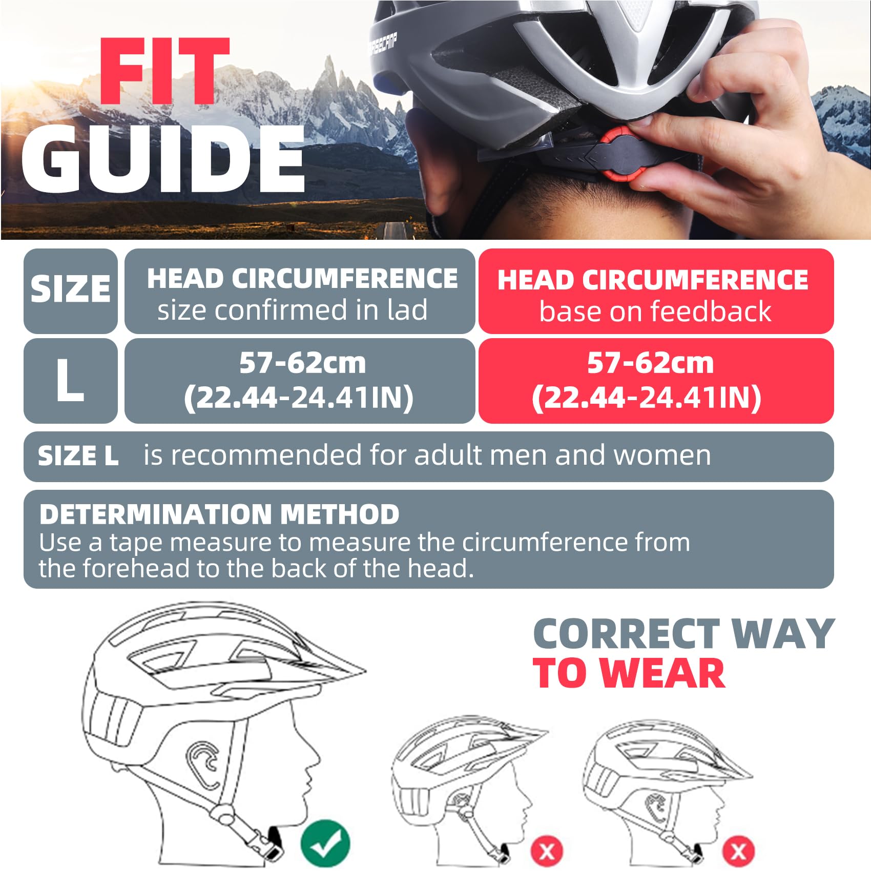 Bike Helmet, Basecamp Bicycle Helmet with Rear Light & Detachable Magnetic Goggles Lightweight Cycling Helmet Adjustable for Adult Men Women Mountain & Road (BC-069)