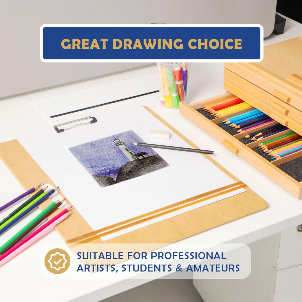 Falling in Art 13x17 Professional Sketch Board, Drawing Tote Board for Artists with Sturdy Clip and Rubber Bands, Portable Art Clipboard for Classroom and Studio Drawing