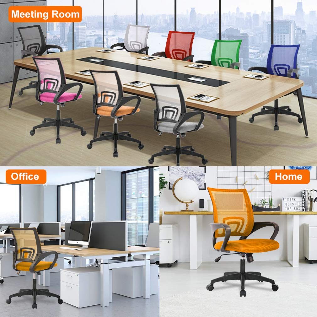 BestOffice Home Office Chair Ergonomic Desk Chair Mesh Computer Chair with Lumbar Support Armrest Executive Rolling Swivel Adjustable Mid Back Task Chair for Women Adults, Black (Black)