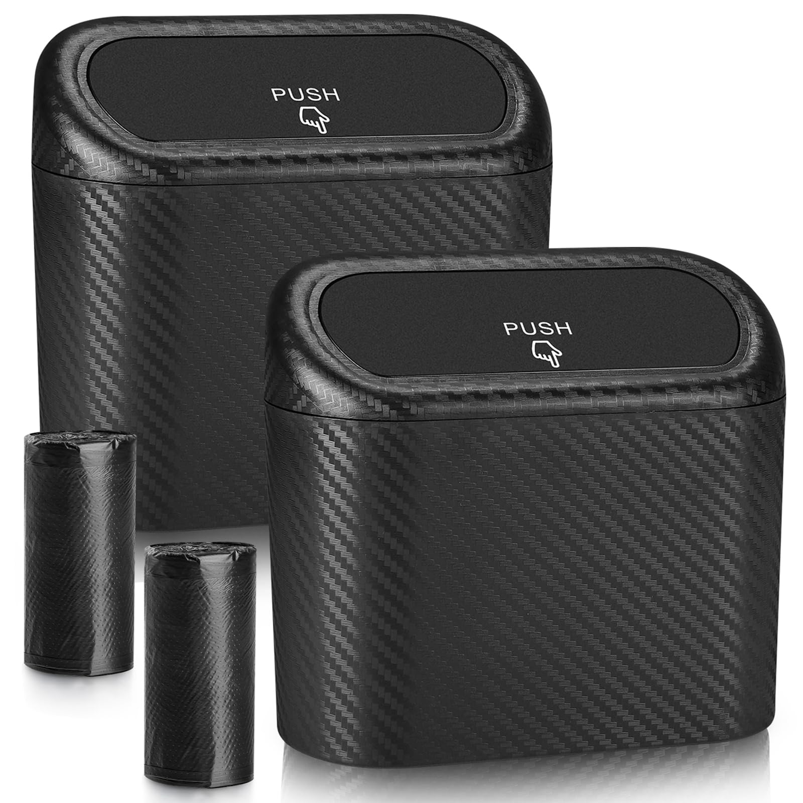 Accmor Car Trash Can with Lid, Mini Auto Dustbin Garbage Organizer with 30 Pcs Plastic Trash Bag, Automotive Garbage Container Bin for Vehicle, Home, Office