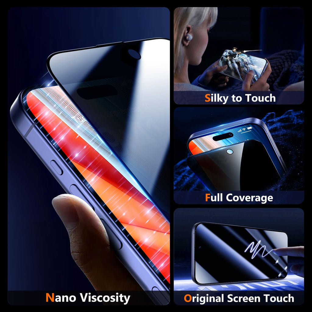 UniqueMe for iPhone 12 Pro Max Privacy Screen Protector - [Military Grade Shatterproof & 9H+ Hardness] Screen Protector 12 Pro Max Tempered Glass Full Coverage Protection, Easy to install, 2 Packs
