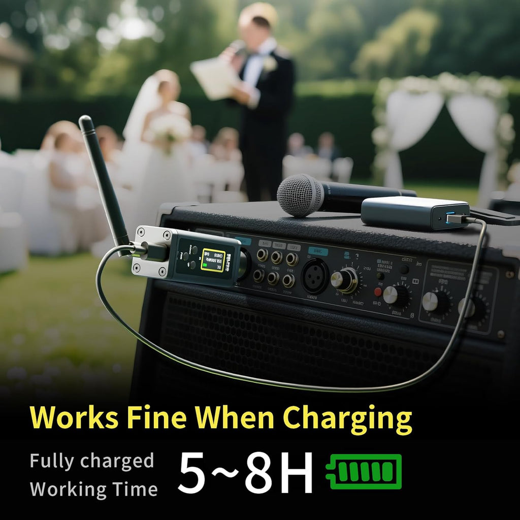UHF Wireless XLR Transmitter and Receiver with Dual Antennas, 470ft Range, Auto Channel Scanning, Plug-on Wireless Mic Adapter for Audio Mixer, Sound Field Test, Acoustic Measurement, F30