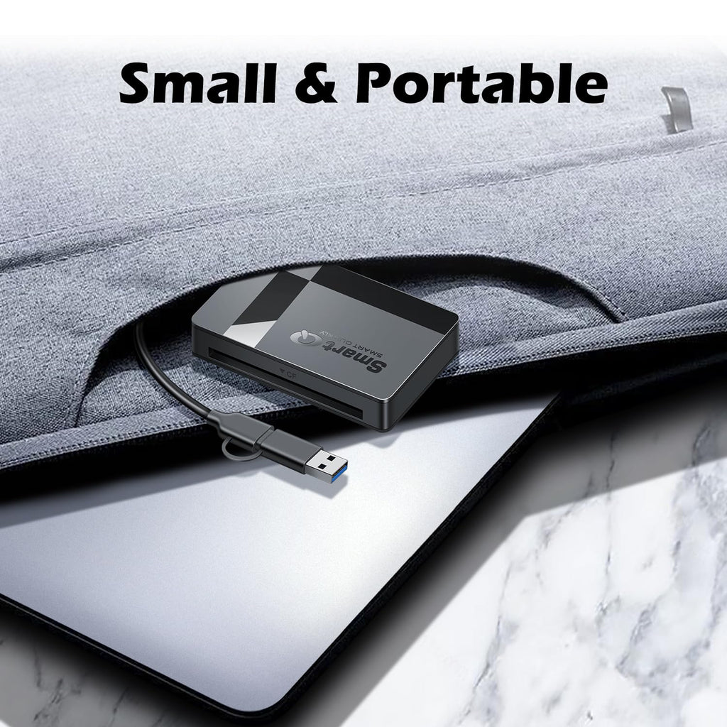 SmartQ C368 USB 3.0 Card Reader - Plug & Play, Compatible with Apple & Windows, Supports SD, Micro SD, MS, CF Cards