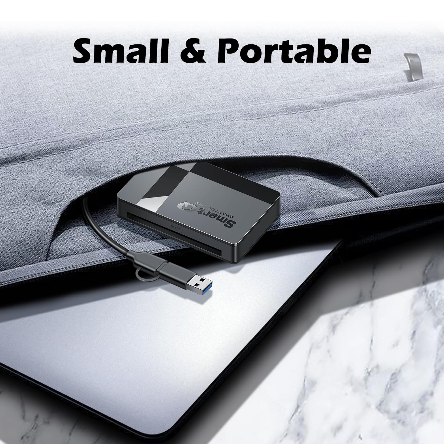 SmartQ C368 USB 3.0 Card Reader - Plug & Play, Compatible with Apple & Windows, Supports SD, Micro SD, MS, CF Cards