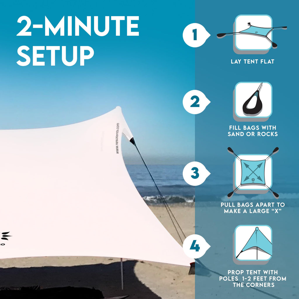 Neso Gigante Portable Beach Tent Sun Shelter - Lightweight Beach Shade Canopy - Easy Setup for Family Outings - Patented Reinforced Corners - UPF 50+ - 8ft Tall, 11 x 11ft - Save The Whales