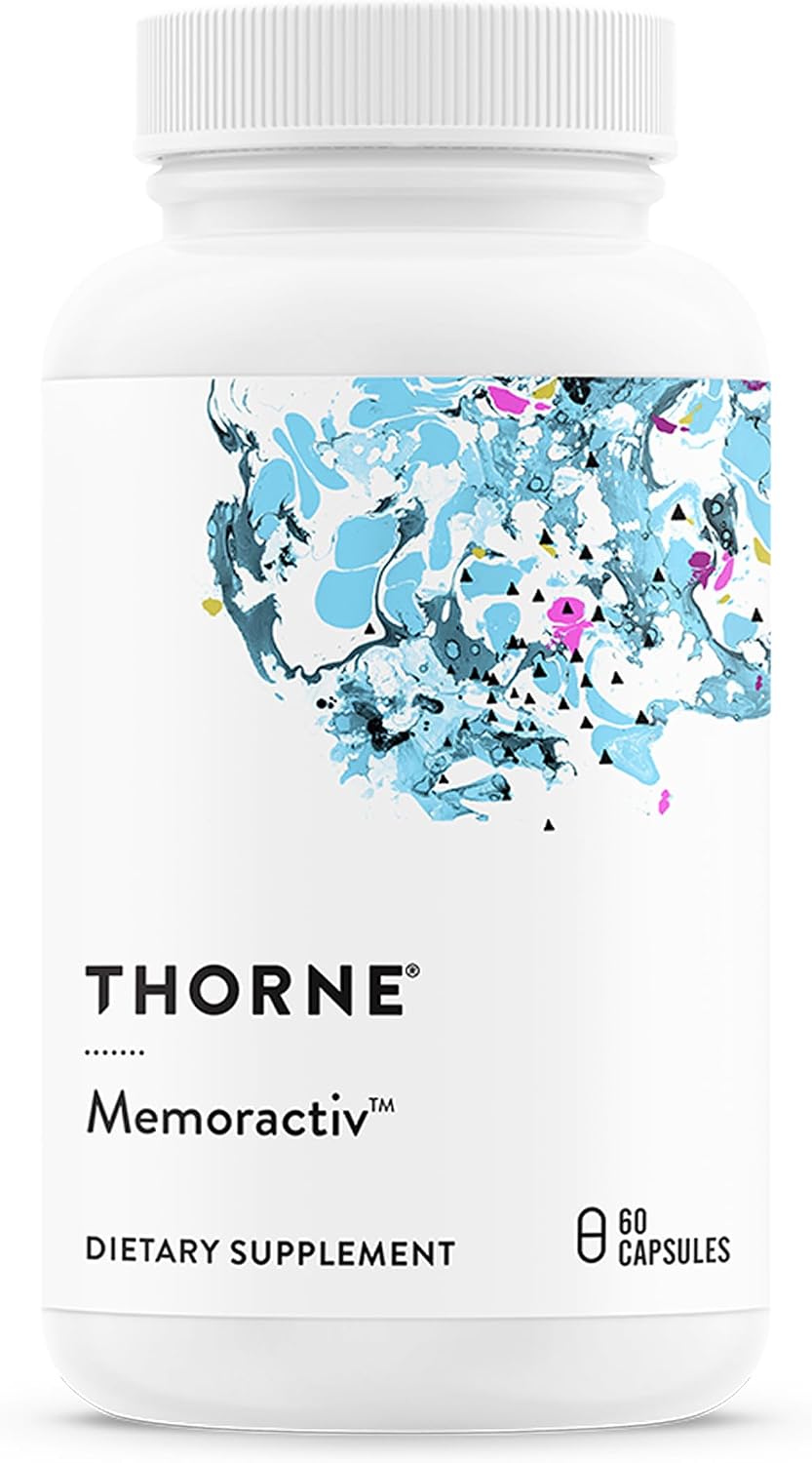 THORNE - Memoractiv - Nootropic Brain Supplement for Focus, Cognitive Function, Creativity & Concentration* - Ashwagandha, Caffeine, Acetyl-L-Carnitine & More - Gluten-Free, Dairy-Free - 60 Capsules