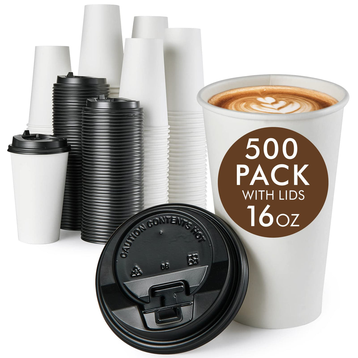 Vplus 500 Pack 8 OZ Paper Coffee Cups, Disposable 8 OZ Coffee Cups With Lids, Cold/Hot Drinking, For Home, Traveling, Stores, Office, And Events