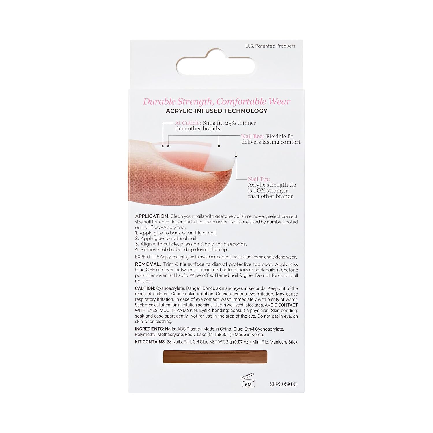 KISS Salon Acrylic, Press On Nails, Nail glue included, 'Crush Hour', White, Petite Size, Squoval Shape, Includes 28 Nails, 2g glue, 1 Manicure Stick, 1 Mini File