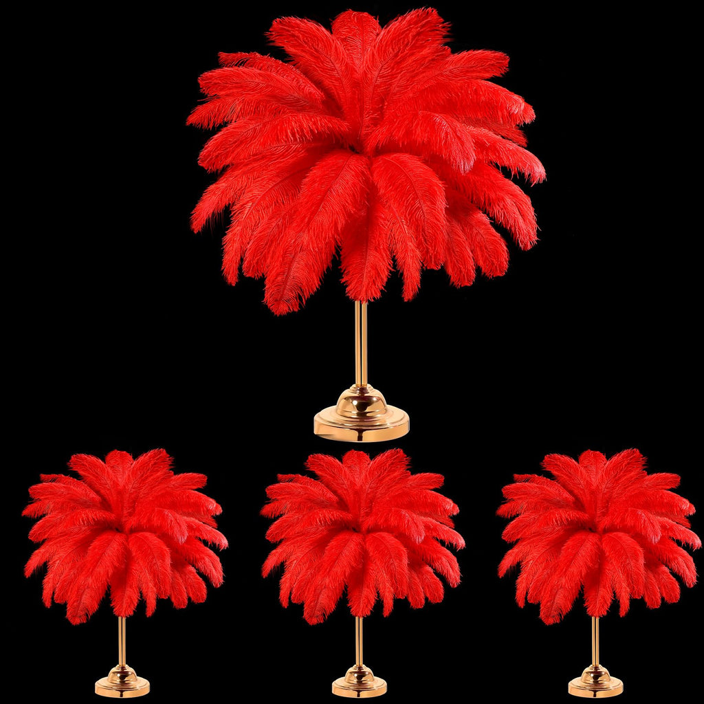 Retrowavy 50 Pcs 14-16 Inches Large Natural Ostrich Feathers Bulk for Centerpieces for Wedding Party Centerpieces Home Decoration Flower Arrangement (Black)