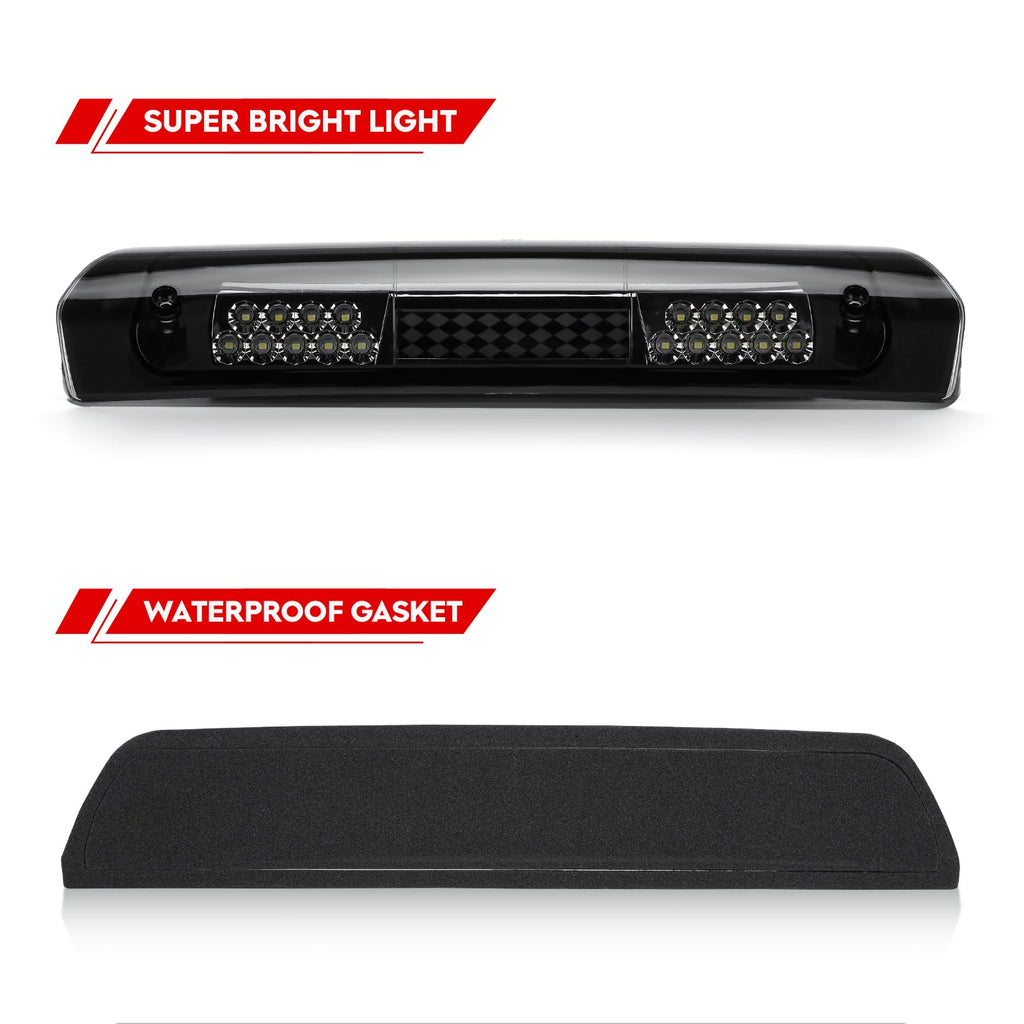 Tresound For 1994-2001 Dodge Ram 1500/2500/ 3500 Third 3rd LED Brake Light Cargo Lamp High Mount Brake Light Replacement (Black+ Smoke Lens)