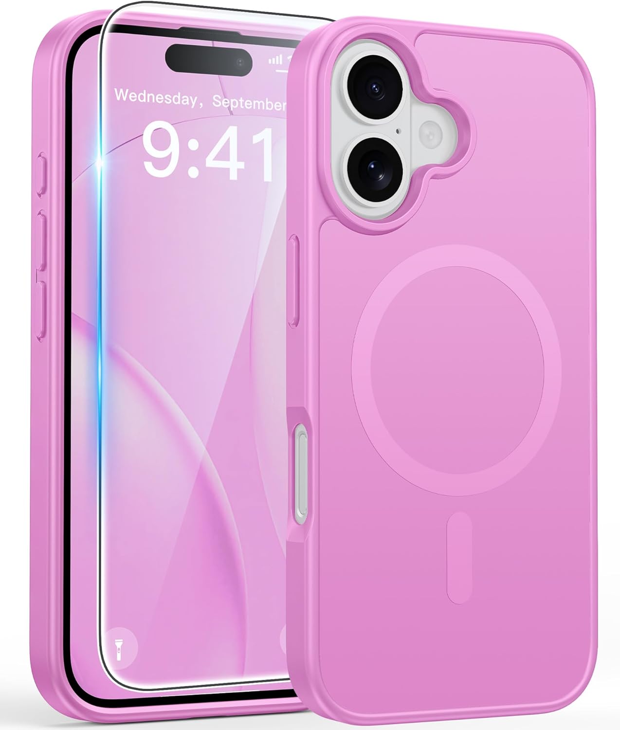 FNTCASE for iPhone 17 Case: [Compatible with Magsafe] Translucent Matte Cases with [Full Camera Protection] [Screen Protector] Military Grade Shockproof Protective Phone Cover - Light Purple