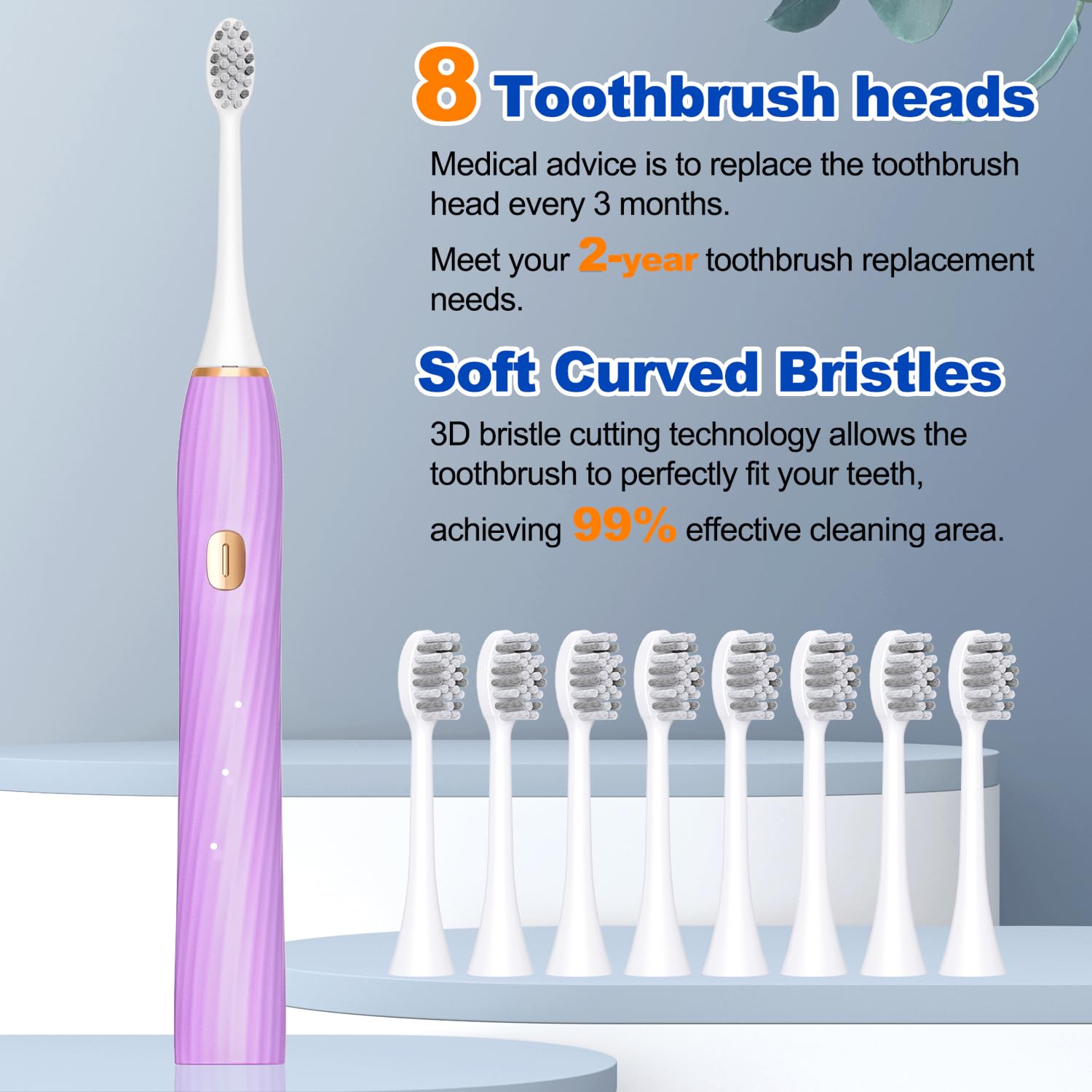 FXQQZZ Electric Toothbrush for Adults and Kids, with Tongue Scraper and Travel Case, 8 Brush Head, Smart Timer & 4 Modes Rechargeable Toothbrush, 42000 VPM Deep Clean, One Charge Last 90 Days - Black