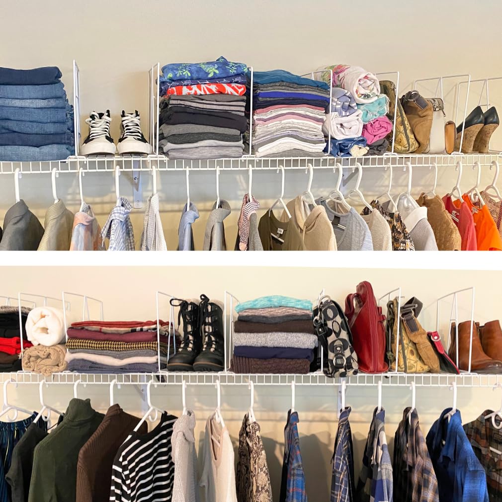 Evelots Wire Shelf Dividers - Extra Closet Organization and Storage for Home or Office -4 Pack- New Removable Hooks - Tall Shelf Separators - Easy to Clip -No Tool- Sturdy Coated Steel - 12 Inch Tall
